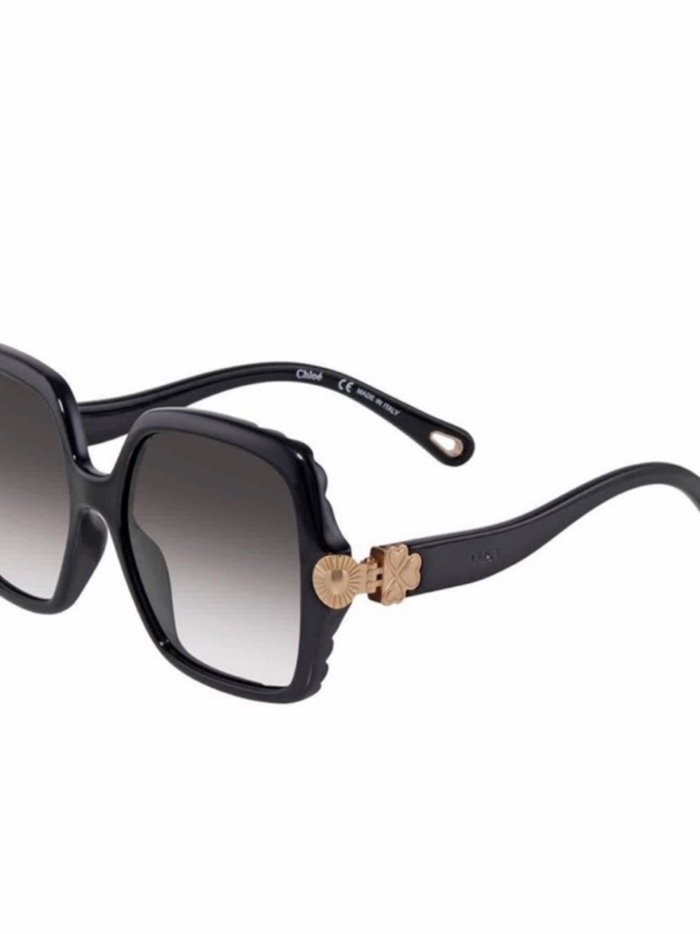 Chloe Black Oversized Square Sunglasses with Tan Case - Picture 10 of 10